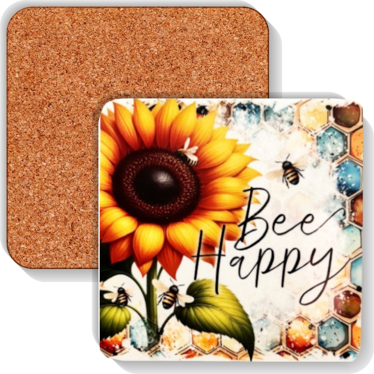 Colourful MDF Square Coasters Whimsical