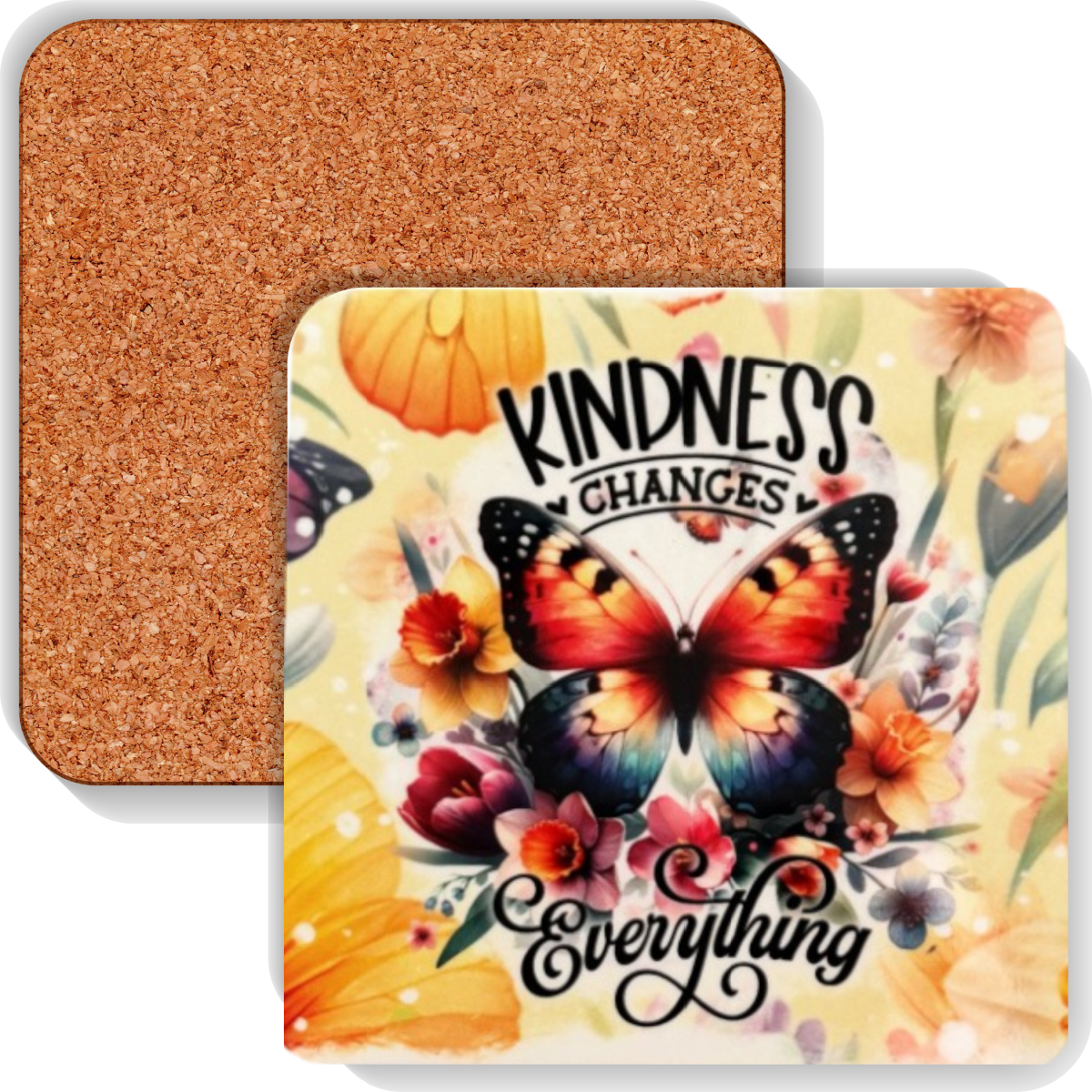 Colourful MDF Square Coasters Whimsical