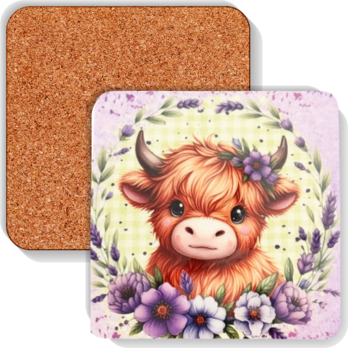 Colourful MDF Square Coasters Whimsical